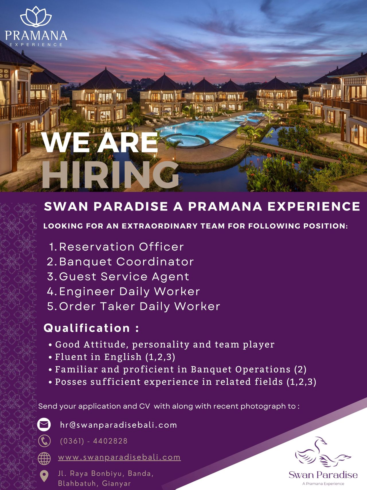Careers - Swan Paradise A Pramana Experience